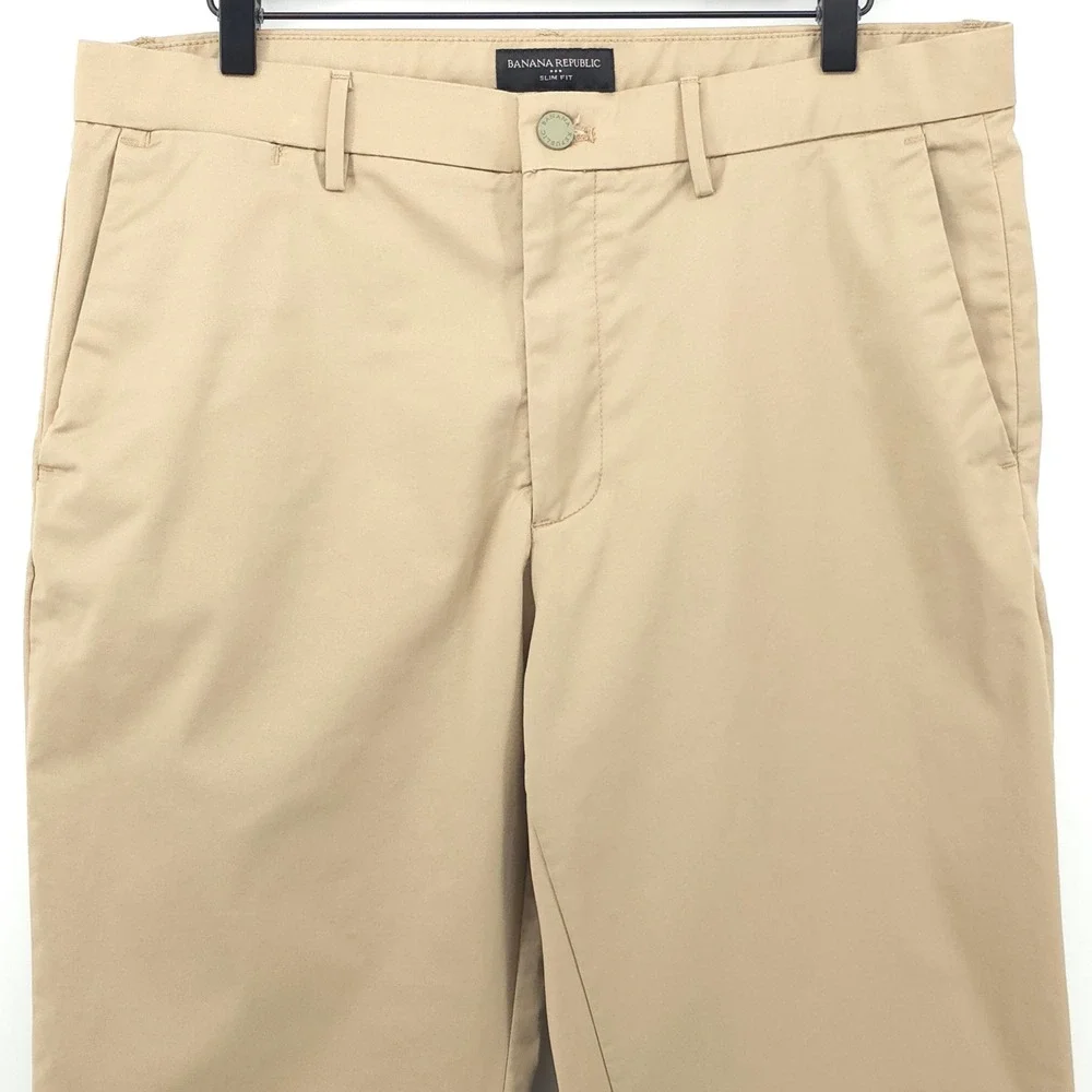 Banana Republic Slim Fit Mens Chino Pants 34x32 Khaki Tan Business Casual
